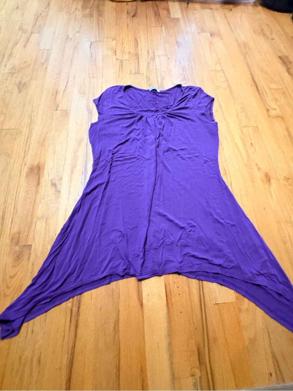 Meaveor Purple Handkerchief Hem Tunic Top Size Large